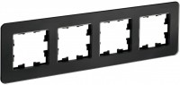 IEK Brite Decor чёрный матовый стекло скруглённые углы рамка 4 места BR-M42-G-41-K02 фото