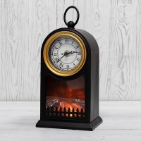 NEON-NIGHT Светодиодный камин «Старинные часы» с эффектом живого огня 14,7x11,7x25 см, черный, батарейки 2хС (не в комплекте) USB 511-020 фото