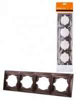 TDM Рамка 4-х постовая горизонтальная шоколад 