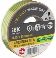 IEK Изолента 0,15х15мм желто-зеленая 10м EX-IZ10-C15-15-10-K52 фото