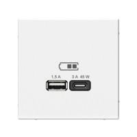 ArtGallery Белый USB Розетка A + тип-C 45Вт высокоскоростная зарядка QC, PD, механизм GAL000129 фото